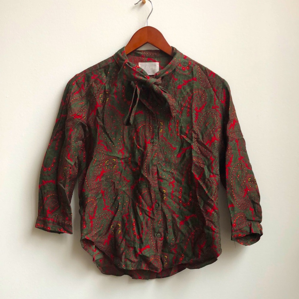 Vintage Holiday Paisley Party Blouse
